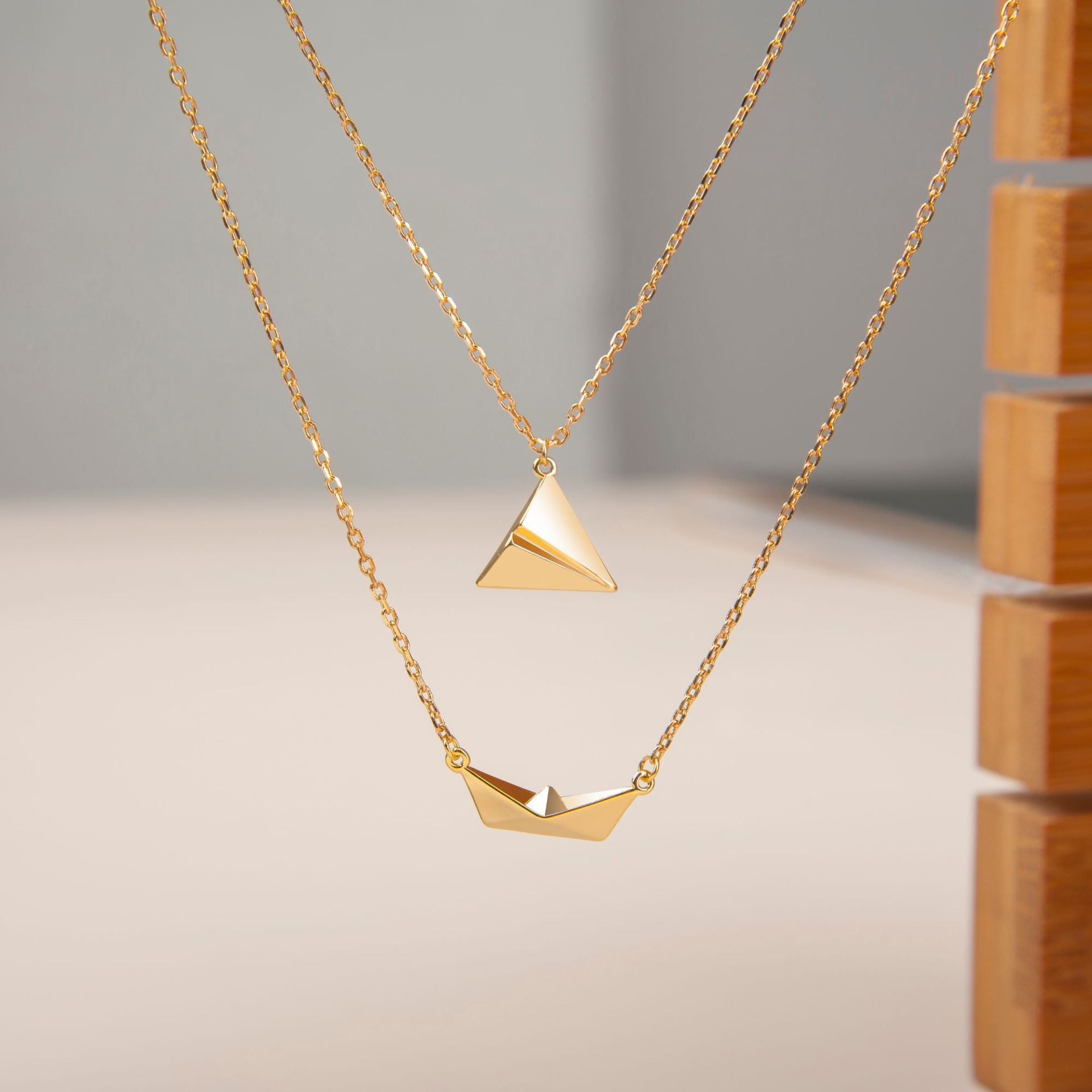 Copper Airplane Boat Multilayer Creative Fashion Necklace