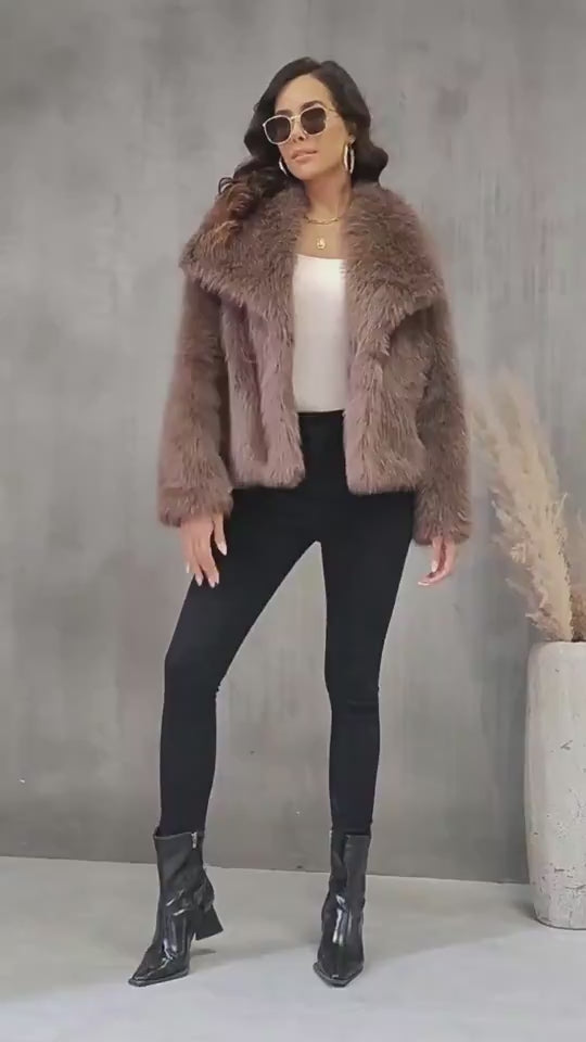 Winter Plush Coat Fashion Thicken Lapel Outwear Casual Long Sleeve Tops Womens Clothing