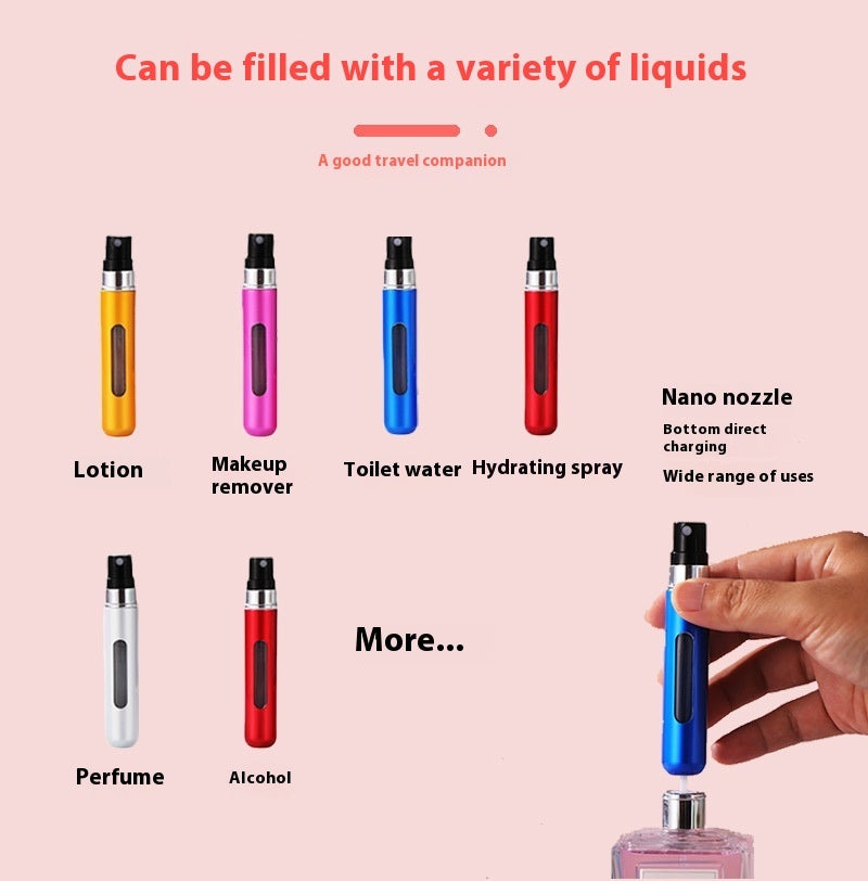 Perfume Sub-bottles Color Direct Charging Aluminum Perfume Bottle Press Head Portable Travel Split Liquid Spray Bottle