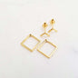 Silver Simple Graceful Geometric Square Two-piece Set Multi-wear Ear Studs