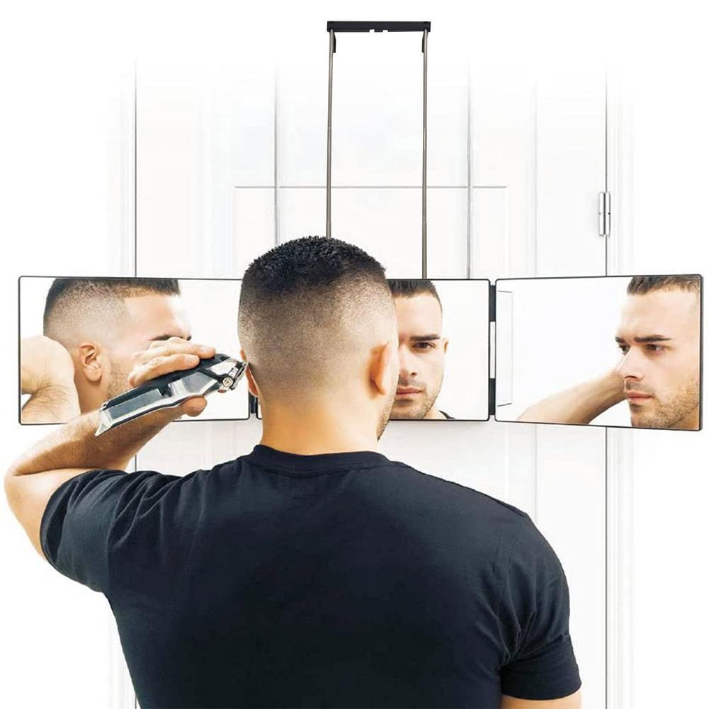 Self-haircutting Retractable Adjustable Makeup Mirror Hanging Three-folding Mirror