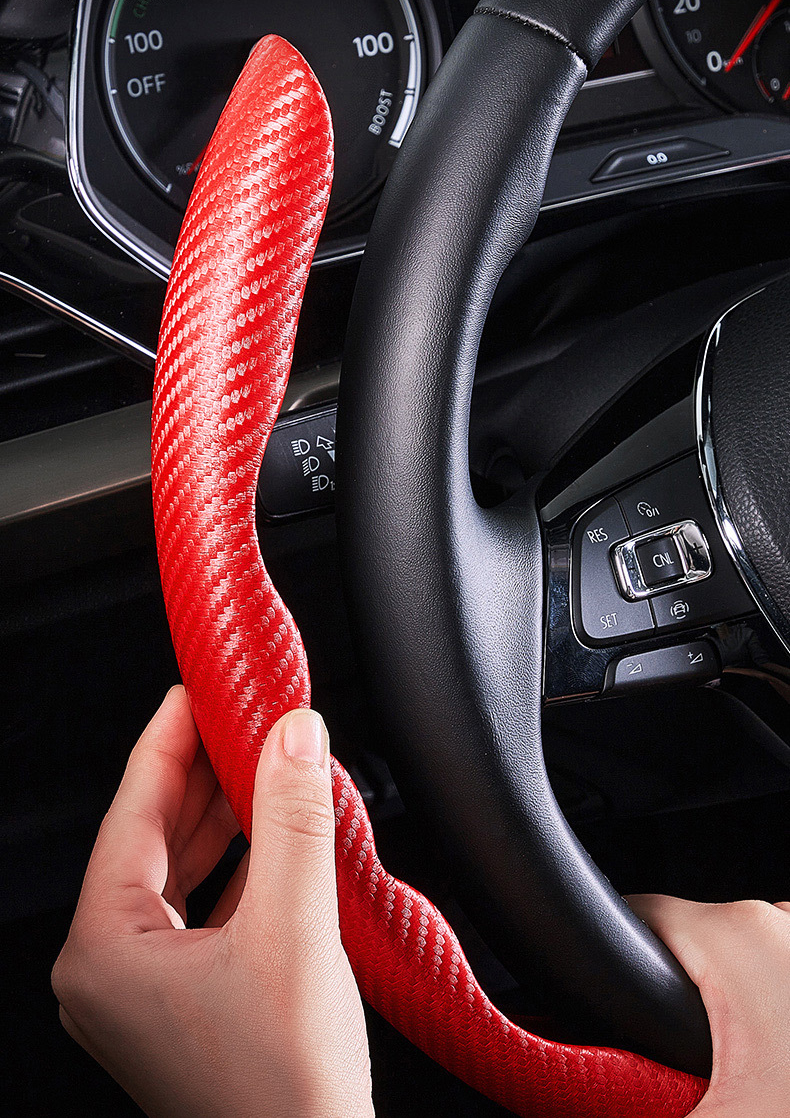 1Pair Carbon Fiber Universal Car Steering Wheel Cover