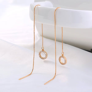 Gold Circle Long Tassel Ear Wire