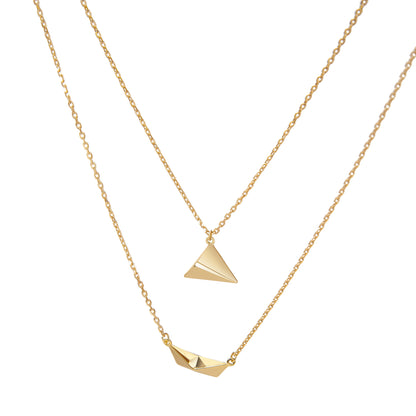 Copper Airplane Boat Multilayer Creative Fashion Necklace